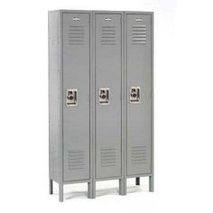 two metal lockers with doors on each side