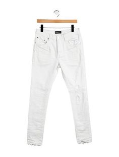 Purple Brand Skinny JeansWhite4 PocketsDistressed AccentsFit:Jeans by Purple Brand typically fit true to size. Trendy White Distressed Jeans, White Distressed Straight Leg Bottoms, White High Rise Ripped Jeans, White Distressed Fitted Jeans, White Distressed Mid-rise Bottoms, White Distressed Summer Jeans, White Mid-rise Ripped Jeans, Distressed White Jeans For Summer, White Distressed Jeans For Summer