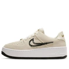 Nike Womens WMNS Air Force 1 Sage Low LX 'Cream' Light Cream/Black/Metallic Gold/White CI3482-200 Nike Cream Skate Shoes With Gum Sole, Cream Sporty Sneakers For Skateboarding, Beige Nike Air Force 1 Sporty Streetwear Sneakers, Nike Cream Custom Sneakers For Streetwear, Sporty Beige Nike Air Force 1 For Streetwear, Cream Nike Air Force 1 Sporty With Branded Insole, Cream Nike Air Force 1 Sporty Sneakers, Cream Nike Air Force 1 Round Toe For Streetwear, Nike Air Force 1 Cream For Streetwear