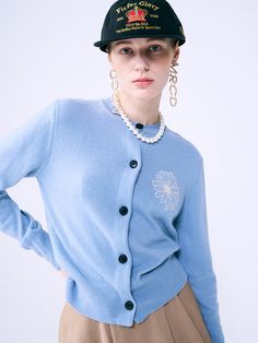 Editor's NotesCardigan in a soft, fine-knit cashmere-wool blend with buttons at front and ribbing at neckline, cuffs, and hem. Featuring FLOWER MARDI embroidery.- Regular length- Long sleeve- Round neckMeasurements(in.)Size: One Size (XS-M)- Total length: 21.2- Shoulder: 14.5- Chest: 17.7- Sleeve Length: 25.5* Sizes are based on the cross-section, and there may be slight variations due to the measurement method and location.* Model Info (YULIA, brown hair): Height 5' 7” * Model Info (LIZA, dark Spring Wool Long Sleeve Cardigan, Spring Wool Cardigan For Work, Button Cuff Sweater For Workwear In Spring, Button Cuffs Sweater For Work In Spring, Spring Workwear Sweater With Button Cuffs, Cashmere Sweater For Workwear In Spring, Spring Cashmere Sweater For Workwear, Fine Knit Cardigan For Work In Spring, Cashmere Crew Neck Fine Knit Cardigan