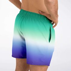 These subtle ombre gradient swim trunks are a great way to show your gay pride in a unique way! Doubles as shorts and swimwear, for those hot summer days. Cute and vibrant ombre gradient design in the colors of the Gay MLM pride flag. MLM stands for male and male-aligned genders who are attracted to other males/male-aligned genders. Also known as the Vincian pride flag; this flag is used to distinguish gay men & gay male-aligned individuals, since over time many in our community have embraced th Casual Ombre Bottoms For Summer, Gradient Color Beachwear Swimwear For Beach Season, Summer Tie-dye Beach Shorts, Ombre Swimwear For Summer, Summer Tie Dye Shorts For Beach, Tie Dye Beach Shorts For Summer, Ombre Swimwear For Summer Beach, Ombre Swimwear For Beach In Summer, Summer Ombre Swimwear For The Beach