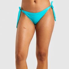 Brand New Turquoise Tie-side Bottom Swimwear For Pool, Turquoise Tie-side Swimwear For Pool, Turquoise Tie-side Bottom Swimwear For Beach, Casual Turquoise Swimwear For Poolside, Turquoise Tie-side Bottom Swimwear, Blue Tie-side Bottom Swimwear For Pool, Mermaid Bathing Suit, Black Monokini, High Neck Sports Bra