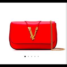 Authentic Versace Red Brand New Crossbody Red Bag!! Completely New Never Used Selling At A Very Low Price So Pretty Fixed Versace Bag, Kundan Jewellery Set, Branding Shoot, Versace Handbags, Fanny Bag, Black Crossbody Bag, Safety Pin Earrings, Vintage Versace, Black Crossbody Purse