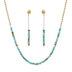 PRICES MAY VARY. Blue Turquoise Beads Necklace Earrings Set: Blue turquoise helps people get rid of negative emotions and provide healing for the body and mind, and also help people build good relationships.Wearring turquoise jewelry helps to relieve anxiety and stress. Material: African Blue Turquoise Beads Necklace Earrings Set is made of african turquoise and stainless steel plated with 18K gold. Stainless steel is hypoallergenic, not easy to rust and fade, and not easy to stain, very easy to Beaded Necklace And Earring Sets, Turquoise Bead Jewelry, Turquoise Bead Earrings, Beaded Chain Necklace, Stone Bead Jewelry, Crystals Jewelry, Crystal Jewelry Sets, Gemstone Beads Jewelry, Turquoise Bead Necklaces