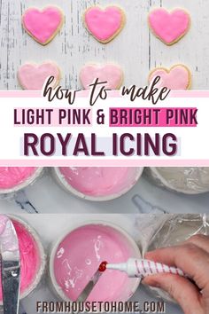 How To Make Light Pink & Bright Pink Royal Icing | Valentine Day Food Icing Recipes