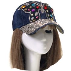 Apparel & Accessories > Clothing Accessories > Hats Trendy Rhinestone Adjustable Baseball Cap, Adjustable Rhinestone Baseball Cap With Curved Brim, Trendy Snapback Baseball Cap With Rhinestones, Trendy Rhinestone Snapback Baseball Cap, Trendy Rhinestone Hats For Spring, Casual Cap With Rhinestones, Casual Rhinestone Cap, Adjustable Baseball Cap With Bling, Rhinestone Baseball Cap One Size