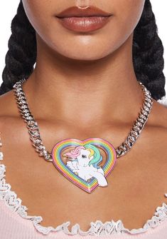 cuz you are ready for another rainbow roundup. This chain necklace has a Rainbow Dash heart pendant and a clasp closure Chained Necklace, Chunky Chain Necklace, Chunky Chain Necklaces, Novelty Bags, Heart Chain, Rainbow Heart, Rainbow Dash, Dolls Kill, Platform Shoes