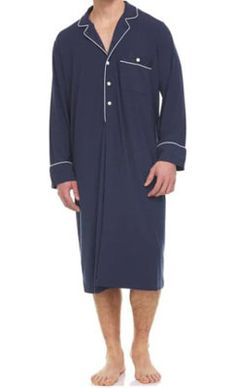 Micro Modal mens nightshirts - Soft Mens Nightgown - Mens sleep shirts - Loose mens Nightshirt Symmar Size: M, Color: Blue | Symmar Drea Collection icro odal Jersey Above Knee Bathrobe w / Pockets / navy in Blue | Wayfair Nightgowns For Men, Men's Nightgown, Mens Nightshirts, Sleep Shirt, Above Knee, Night Shirt, Night Gown, Blue, Color