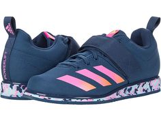 adidas Powerlift 4 - Men's Shoes : Crew Navy/Screaming Orange/Screaming Pink : Take your power-lifting routine to the next level with the stability of the adidas Powerlift 4 shoes. Durable canvas upper provides breathability and support. Lace-up closure. Wide, adjustable hook-and-loop strap helps lock the foot down. Padded tongue and collar. Comfortable fabric lining. Removable foam insole. Weight distribution plate. Weightlifting-specific, high-density die-cut midsole wedge delivers lightweight Lifting Shoes, Power Lifting, Adidas Athletic Shoes, Mens Adidas, Powerlifting, Weight Lifting, Adidas Men, Adidas Sneakers, Men's Shoes