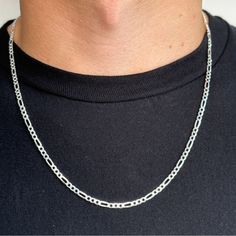 Silver Chain Solid .925 Silver Figaro Chain 3mm 22 Inches. Chain Is Stamped .925 Italy Discounted Shipping! Genuine Solid 925 Sterling Silver (Not Hollow, Filled, Or Plated) High Quality And Durable Hypoallergenic (Nickel Free) Crafted In Italy 3mm 22 Inches Sweat, Heat, And Water Proof (Can Shower, Sweat, And Workout In) Shipped The Same Or Next Day! Comes In Jewelry Box Mens Chains, Silver Figaro Chain, Silver Chain For Men, 10th Grade, Figaro Chains, Figaro Chain, Mens Accessories Jewelry, Chains For Men, Silver Man