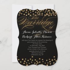 an elegant black and gold wedding card