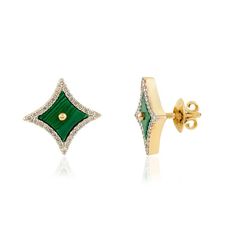 This is part of Chairish’s Fine Jewelry assortment.  5.241 CTW Malachite Diamond Sparkle Shape Stud Earrings in 18K Gold to make a statement with your look. You shall need stud earrings to make a statement with your look. These earrings create a sparkling, luxurious look featuring fancy cut malachite and round cut diamonds. Malachite is used to ward off danger and fight illness. Designed with fancy cut malachite set in center with diamonds set around the border making a stud earrings to make you Luxury Green Diamond Earrings For Gift, Luxury Green Diamond Earrings Gift, Earrings To Make, Round Cut Diamond, Round Cut, 18k Gold, Fine Jewelry, Sparkle, Diamonds