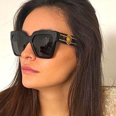 Retail $ 4 1 4 Brand New // Authentic Model: Ve4458 Gb1/87 Sunglasses Frame Color: Black Lens Color: Dark Grey Material: Acetate Size: 54 - 19 - 135 For: Women Style: Cat Eye Polarized: No Made In: Italy 100% Uv Protection Original Versace Retail Packaging Included: Case, Cloth Luxury Anti-reflective Sunglasses For Party, Luxury Black Cat Eye Sunglasses For Summer, Luxury Black Cat Eye Sunglasses With Glass Lenses, Versace Shades, Versace Sunglasses Chav, Versace Sunglasses Women, Luxury Black Glass Cat Eye Sunglasses, Versace Oversized Sunglasses, Vintage Versace Sunglasses