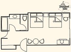 a floor plan for a hotel room