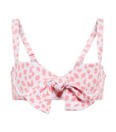 Alexandra Miro - Clara printed bikini top | Mytheresa Bow Detail Beachwear Swimwear For Poolside, Beachwear Swimwear With Bow For Poolside, Fitted Swimwear With Bow For Swimming, Summer Vacation Swimwear With Bow, Going Out Tops, Top Cropped, Print Pink, Beach Girl, White Material