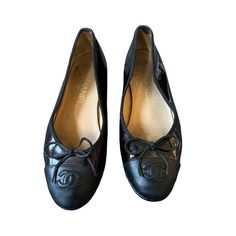 Chanel Black Patent Leather Ballet Flats With Bows, Size 35.5, Great Condition, Wear To The Sole, Insole, Heel And Toe Box Pictured. Please See Photos Shoes Chanel, Patent Leather Ballet Flats, Leather Ballet Flats, Chanel Black, Chanel Shoes, Black Patent Leather, Ballet Flats, Patent Leather, Ballet