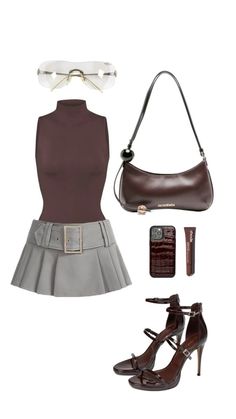 Fashion Magazine Aesthetic, Magazine Aesthetic, Niche Aesthetic, Grey Mini Skirt, Brown Shoulder Bag, Couture Runway, Pinterest Outfits, Looks Chic, Fancy Outfits