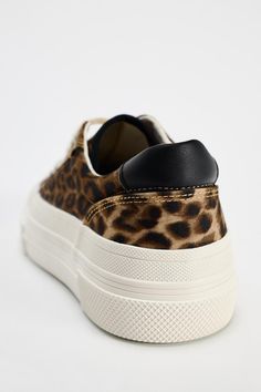 ANIMAL PRINT CASUAL SNEAKERS - Leopard | ZARA United States Animal Print Sneakers, Blazers Shoes, Tennis Style, Basket Style, Leopard Sneakers, Cardigan Sweater Dress, Cardigan Sweater Jacket, Print Sneakers, Shoes Trainers