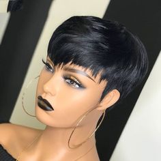 27 Piece Hairstyles, Short Weave Hairstyles, Short Pixie Wigs, Black Hair Short Cuts, Brazilian Straight Human Hair, Short Hair Pixie Cuts, Quick Weave Hairstyles, Short Sassy Hair, Short Human Hair Wigs