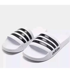 Brand New Adidas Adilette Shower Slides Cloudfoam White Slides Size12 #Gz5921 Sporty White Sandals For Vacation, Adidas White Slip-on Sandals, White Non-slip Adidas Slides, Adidas White Sporty Slides, White Comfortable Adidas Slides, Adidas White Sandals With Cushioned Footbed, Adidas White Flat Sandals, Adidas White Sandals For Spring, White Adidas Slip-on Sandals