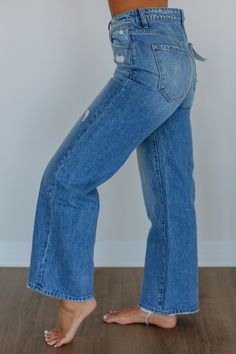 Details: Olivia Vervet Jeans High Rise Zip Fly Button Closure Intentional Distressing No Stretch Wide Leg Available in Multiple Washes Rise: 11" Inseam: 28" Leg Opening: 20" Material: 100% Cotton We are recommending true to size! *Olivia is the fit of the jeans. Olivia jeans may differ in wash/look/distressing Vervet Jeans, Athleisure Shorts, The Jeans, Curvy Jeans, Shoes With Jeans, Top Sales, Cardigan Jacket, Jeans Dress, High Jeans