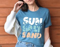 Sun Salt Sand T-shirt, Beach Shirt, Palm Tree Shirt,Hello Summner Shirt, Last Day Of School Shirt, Teacher Shirt,Teacher Off Duty Gift Shirt by ThreeDartDesign on Etsy