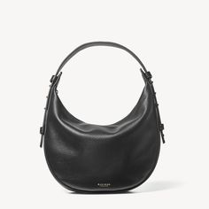 Hobo Crescent in Black Pebble | Aspinal of London Modern Baguette Bag With Leather Handles For Everyday, Versatile Hobo Bag With Smooth Grain For Everyday Use, Versatile Smooth Grain Hobo Bag For Everyday Use, Versatile Hobo Bag For Everyday Use With Smooth Grain, Smooth Grain Leather Hobo Shoulder Bag For Everyday Use, Everyday Smooth Grain Leather Shoulder Hobo Bag, Smooth Grain Hobo Shoulder Bag For Everyday Use, Business Textured Leather Satchel Hobo Bag, Leather Crossbody Hobo Bag With Smooth Grain