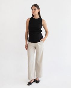 Mid rise elastic waistband Wide leg silhouette Side pockets Inseam length: 78cm Chic, classic and comfortable, our Soho Straight Pant is the perfect addition to your workwear wardrobe. Designed in a soft & crease resistant fabric and with our signature elastic waistband that sits at a comfortable midrise with or without a belly, they feature side pockets and are available in classic black and beige. Ideal for the office or wear them with an oversized knit and sneakers for a cool weekend look. PLEASE NOTE: Soon Maternity sizing is generous to ensure it lasts the duration of your pregnancy and beyond. We recommend purchasing your pre-pregnancy size. Effortless Workwear Bottoms With Elastic Waistband, Chic Workwear Pants With Comfort Waistband, Chic Pants With Comfort Waistband For Work, Effortless Bottoms With Elastic Waistband For Work, Effortless Straight Leg Bottoms For Workwear, Cotton Pants With Elastic Side Panels For Work, Cotton Work Pants With Elastic Side Panels, Elegant Ankle-length Pants For Everyday, Everyday Stretch Straight Pants