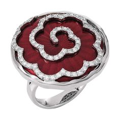 Victor Mayer Artemis Light Red Enamel Ring in White Gold with 57 Diamonds Ring, 18k WG, vitreous enamel, 57 diamonds total 0.42 ct, G VS brilliant cut Reference: V1485/HR/00/00/101 Description: 18k white gold Vitreous enamel: light red Diamonds: 57 diamonds total 0.42 ct, G VS brilliant cut Measurements: Ringhead Ø app. 22.7 mm, shank app. 3.2 mm Edition limited to: 50 pieces We offer this piece of jewellery in yellow, white and rose gold as well as a large selection of other enamel colours. (ea Red Tourmaline, Contemporary Jewelry Design, Wholesale Silver Jewelry, Vitreous Enamel, Zirconia Rings, Silver Jewelry Necklace, Gold Jewelry Necklace, White Gold Bracelet, Red Diamond