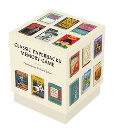 a box with many books on it and the words classic paperbacks memory game