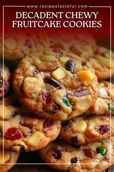 These Decadent Chewy Fruitcake Cookies are a festive twist on the classic fruitcake, combining chewy raisins, candied fruit, and spices with crunchy nuts. Perfect for holiday baking, they bring warmth and sweetness to any gathering. Fruitcake Cookies Recipe Candied Fruit, Best Fruitcake, Fruitcake Cookies, Fruit Cake Cookies, Christmas Baking Recipes, Candied Fruit, Raisin Cookies, Pumpkin Dessert, Yummy Sweets