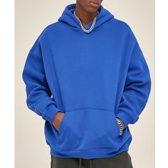 Autumn/Winter Oversized Fleece Plain Hoodie  Material: 52% cotton + 48% polyester  Size: S, M, L, XL, 2XL Color: Purple, Bean Pink, Royal Blue, White  Season: Spring, Fall, Winter  Occasion: Leisure, Outdoor, Daily, Vacation, Fall Outfits, Winter Outfits Oversized Blue Sweater With Pockets, Oversized Blue Drop Shoulder Sweatshirt, Blue Fleece Urban Outerwear, Blue Hoodie With Double-lined Hood For Cold Weather, Winter Hoodie With Drawstring Hood And Drop Shoulder, Oversized Blue Crew Neck Hoodie, Blue Oversized Outerwear With Adjustable Hood, Winter Drop Shoulder Hoodie With Drawstring, Oversized Blue Sweatshirt For Winter