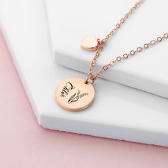 Treat her to a stylish and meaningful gift with our beautiful Personalised Birth Flower Brushed Heart and Disc Necklace. With its unique design, this necklace is perfect for any occasion. Whether you gift it to your mum this Mother’s Day, your girlfriend on Valentine’s or treat a loved one on their birthday, this outstanding piece of women’s jewellery will make the perfect gift for her. Personalise with your loved one’s name and their birth flower - both will be meticulously engraved onto the pendant by our personalisation exports - creating a truly one-of-a-kind gift that will hold real sentimental value to her. Alongside this will be a cute little heart pendant, representing your love - she’ll forever hold it close to her heart. Your necklace will come beautifully nestled inside in a sle Flower Pendant Necklace As A Gift, Valentine's Day Jewelry With Flower Charm As Gift, Birth Flower Jewelry For Mom On Valentine's Day, Valentine's Day Birth Flower Jewelry For Mom, Valentine's Day Birth Flower Charm Necklace Gift, Heart-shaped Charm Necklace With Flower For Gift, Valentine's Day Gift Birth Flower Charm Necklace, Valentine's Day Birth Flower Charm Necklace, Heart-shaped Flower Charm Necklace For Gift