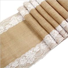 burlap and white lace curtains are on sale for $ 12 99