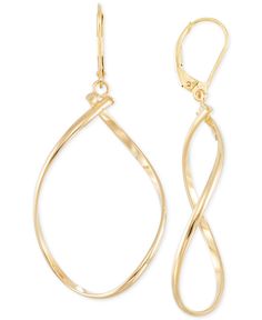 These 14k gold twisted oval drop hoop earrings create a different look depending on your perspective. Approximate drop: 2-1/8". Elegant Polished Finish Drop Earrings, Elegant Linear Earrings With Polished Finish As Gift, Elegant Linear Earrings With Polished Finish For Gift, Elegant Polished Linear Earrings As Gift, Elegant 14k Gold Earrings With Shiny Finish, Elegant Linear Drop Earrings With Polished Finish, Elegant Linear Earrings With Ear Wire For Formal Events, Elegant Polished Finish Hoop Earrings For Formal Occasions, Elegant Polished Hoop Earrings For Formal Occasions