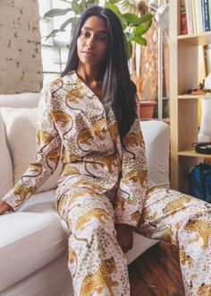 Cilene is 5'8 and wears size S in Bagheera - Long Sleep Set - Blush Bedtime Clothes, Leopard Pajamas, Sleep Sets, Window Shopping, Contrast Piping, Sleep Set, Pajama Sets, Vintage Textiles, Long Sleeve Pyjamas