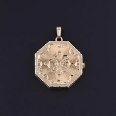 Antique Locket of 14k Gold: This antique locket (circa 1920) features a machine turned and hand etched front with frames for 3 photos.  The piece measures 1.4 inches from the top of the bail to bottom by 1.1 inches wide and weighs 11.19 grams. It is in great condition.  Upon purchase, your locket will arrive elegantly packaged, ready for gifting or as a special treat for yourself.  We carefully wrap each piece to ensure a delightful unboxing experience. We also offer free and flexible layaway pl Antique Medallion Locket Necklace Stamped 14k, Victorian 14k Gold Locket Jewelry, Victorian 14k Gold Locket Necklace, Timeless Engraved Locket Necklace For Formal Occasions, Elegant 14k Gold Locket Necklace With Vintage Charm, Formal Heirloom Medallion Locket Necklace, Antique 14k Gold Locket Jewelry, Antique 14k Yellow Gold Locket Necklace, Vintage White Gold Octagon Jewelry