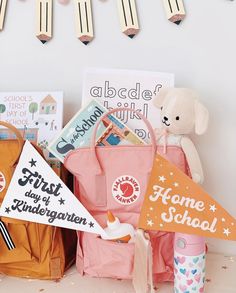 the back to school bag is full of books and toys