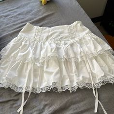 It Is A Shein Skirt Brand New Never Worn. Coquette Skirts, Cottagecore Skirts, Coquette Skirt, White Ruffle Skirt, Coquette Outfits, Lace Skirts, Dr Wardrobe, Shein Skirts, Clothes Wishlist