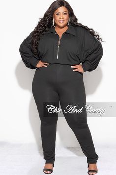 Semi-stretch jumpsuit Collar Long sleeves Front zipper closure 95% polyester 5% spandex Hand wash cold Inseam is 32 inches Model is wearing a 2X Belt not included. Zip Up Jumpsuit, Stretch Jumpsuit, Chic And Curvy, Front Zipper, Final Sale, Zip Ups, Jumpsuit, Hand Wash, Long Sleeves