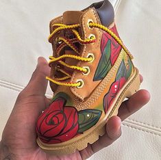 baby rose pattern timberlands Toddler Timberlands, Baby Boy Swag, Baby Swag, Timberlands, Timberland Shoes, Custom Painted