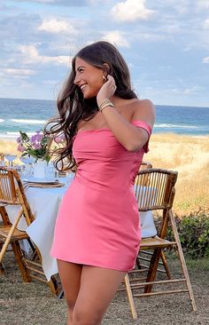 Zoella Pink Off The Shoulder Mini Dress – Beginning Boutique US Pink Mini Dress Outfit, Sunset Drinks, Off The Shoulder Mini Dress, Prom Midi Dress, Classy Fits, Mini Dress Outfits, Summer Playsuit, Boutique Collection, Beginning Boutique