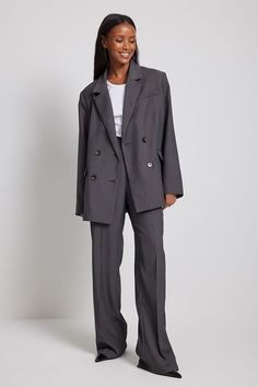 Tailored Suit Pants Grey | NA-KD Gray High-waisted Pants With Belt Loops, Gray High Waist Pants For Work, High Waist Gray Pants For Work, Gray Dress Pants With Pockets For Fall, Gray Wide-leg Office Pants, Gray Wide-leg Pants For Office, Gray Wide Leg Workwear Pants For Fall, Gray Wide Leg Pants With Belt Loops For Work, Gray Wide Leg Pants For Fall Workwear