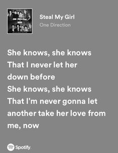 the quote for steal my girl from one direction is shown in white on a gray background