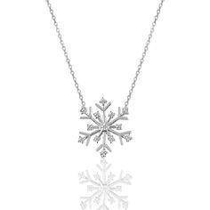 What does a Snowflake Necklace Diamond mean? Snowflakes are the perfect example of the special qualities and characteristics that make someone unique and remarkable. Sterling Silver Snowflake Necklace also symbolize purity and rebirth. Snow falls, melts, evaporates, and can once again be reborn a completely unique snowflake. • Finish: 925k Sterling Silver / 18K Gold Plated / Rose • It's dainty and can be worn every day • A special piece you'll treasure • High quality materials and attention to d Silver Snowflake Necklace For Holiday, Winter White Sterling Silver Necklaces, Silver Snowflake Necklace Elegant Style, Sterling Silver Necklace For Winter, Winter Sterling Silver Necklace, Elegant Silver Snowflake Necklace, Silver Necklaces For Winter Holidays, Elegant Christmas Snowflake Necklace, Elegant Holiday Snowflake Necklace