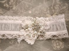 shear wedding garter with lace pearls and rhinestones, bridal garter on Etsy, $45.00 Garters Wedding, Pearls And Lace, Bride Garter, Wedding Garter Lace, Beaded Hair Pins, Wedding Garter Set, Wedding Garters, Lace Garter, Beaded Wedding