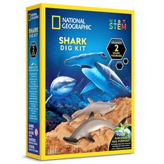 the national geographic shark dig kit includes two dolphins and one dolphin in an ocean scene