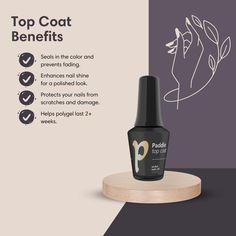 Keep your nails looking their best for 3+ weeks! Say goodbye to: ❌ Dull & Uneven Finish ❌ Yellowing & Nicks ❌ Chipping & Smudges Use up to 15 times 👌 Suitable for gel polish nails, extension gel nails, natural nails, false nails, manicures & pedicures, etc. Paddie's base coat helps protect your nails and provides a smooth surface for polygel. Made with an natural herbal formula, it dries quickly so you can get on with your day. The top coat not only gives your nails a brilliant shine but also h Nails Manicures, Gel Polish Nails, Nails Extension, Polish Nails, Nails Natural, Nail Strengthener, Loose Glitter, Nail Salons, Nail Plate