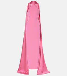 Ophelia crêpe gown in pink - Solace London | Mytheresa Xmas 2024, Solace London, Crepe Gown, Floor Length Prom Dresses, London Outfit, Pink Gowns, Bridal Inspo, Ladies Of London, Baddie Hairstyles