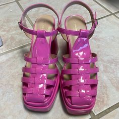 Fashion To Figure Pink Heeled Sandals. Size 7w. Never Worn!!! Pink Sandals Heels, Wide Width Heels, Jimmy Choo Sandals, Rainbow Sandals, Wide Width Sandals, Fashion To Figure, Studded Sandals, Wedge Heel Sandals, Sandals For Sale